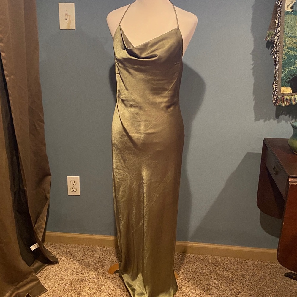 Princess Polly Olive Satin Dress